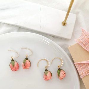 Custom Real Rose Earrings - Dried Flower Earrings - Real Flower Resin Earrings -